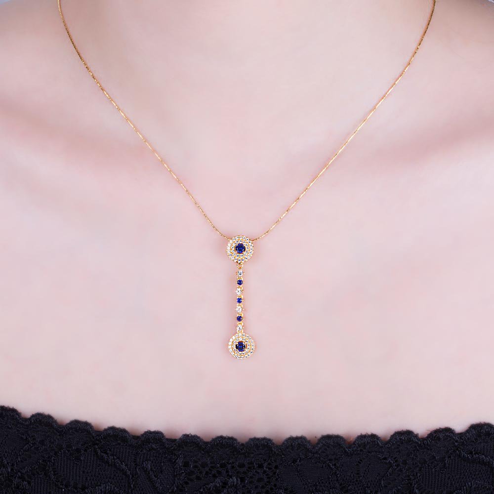 Fusion Sapphire and Diamond 18ct Yellow Gold Pendant #4