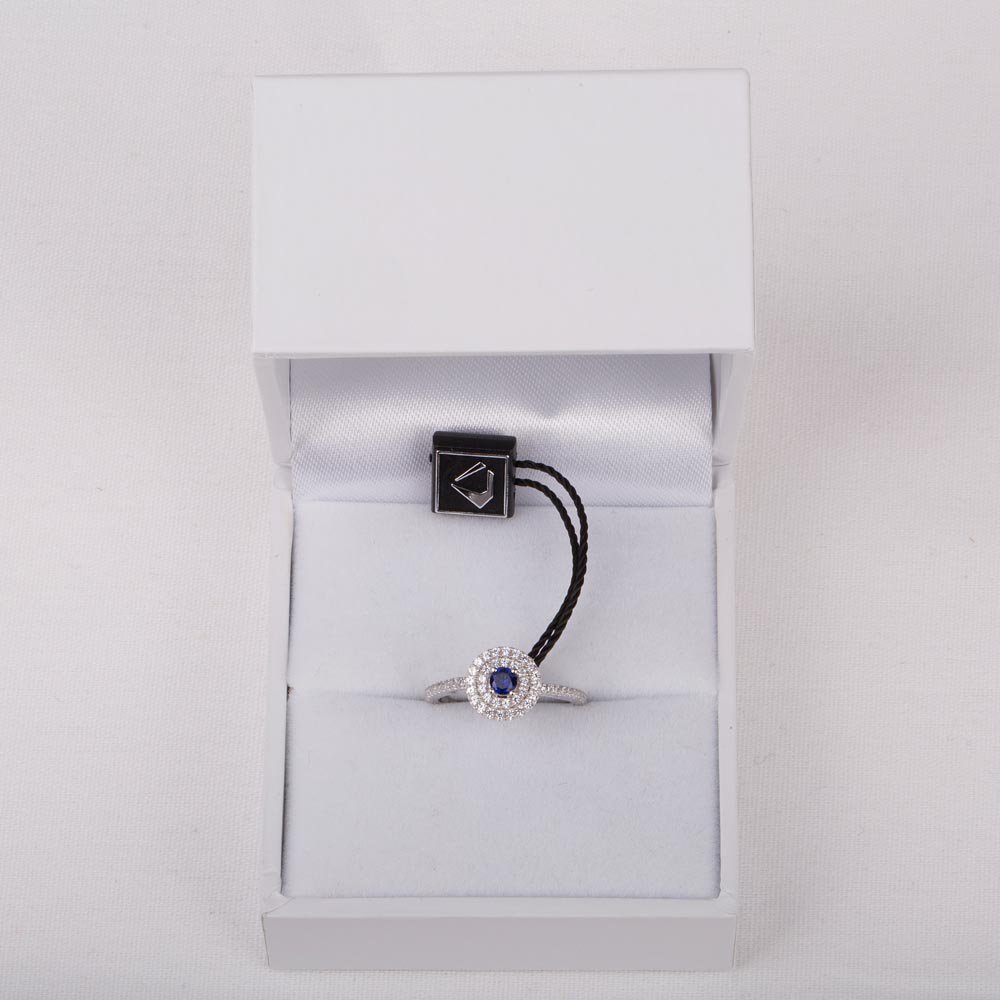 Fusion Sapphire Lab Diamond Double Halo 9ct White Gold Proposal Ring #3