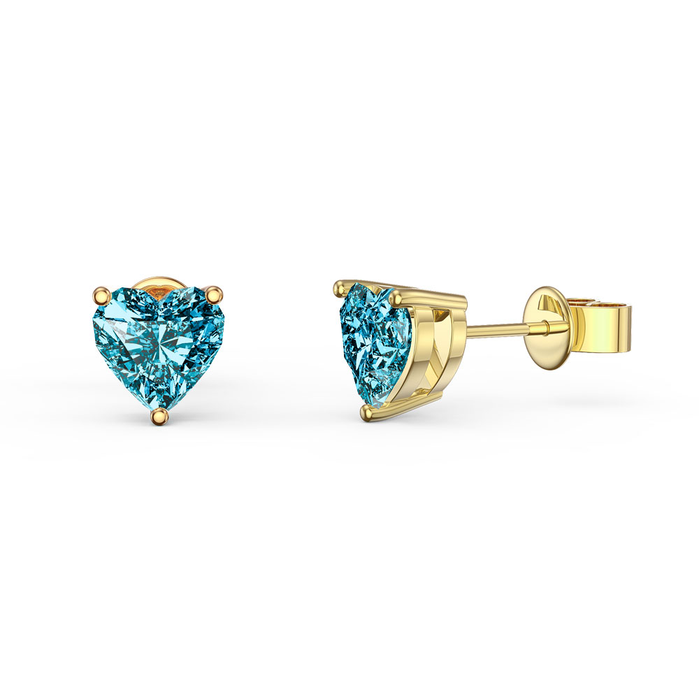 Charmisma 1ct Heart Swiss Blue Topaz 18ct Gold Vermeil Stud Earrings