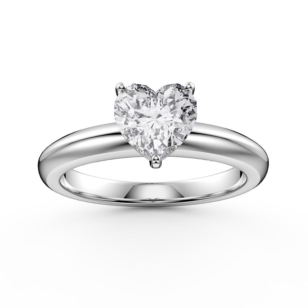 Unity 1ct Heart Lab Diamond Solitaire 9ct White Gold Ring