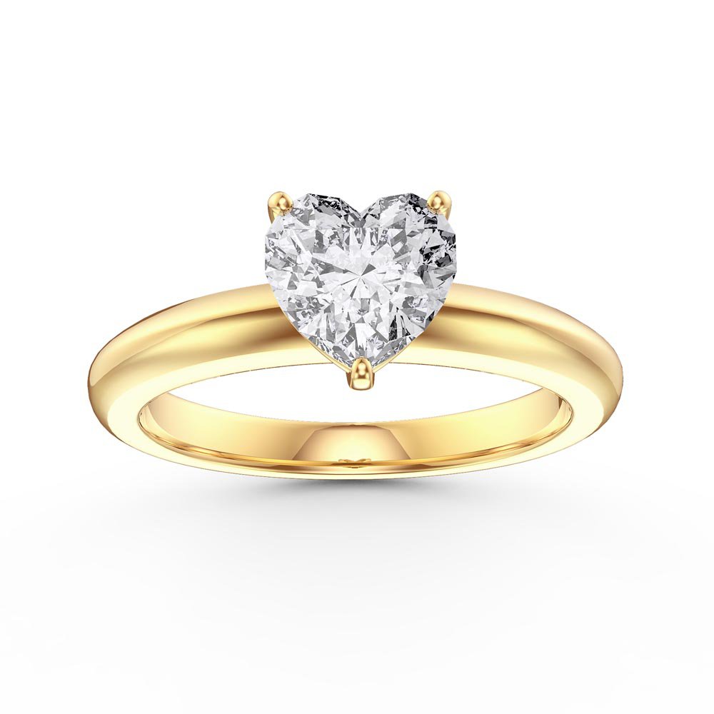 Unity 1ct Heart Lab Diamond Solitaire 18ct Yellow Gold Ring