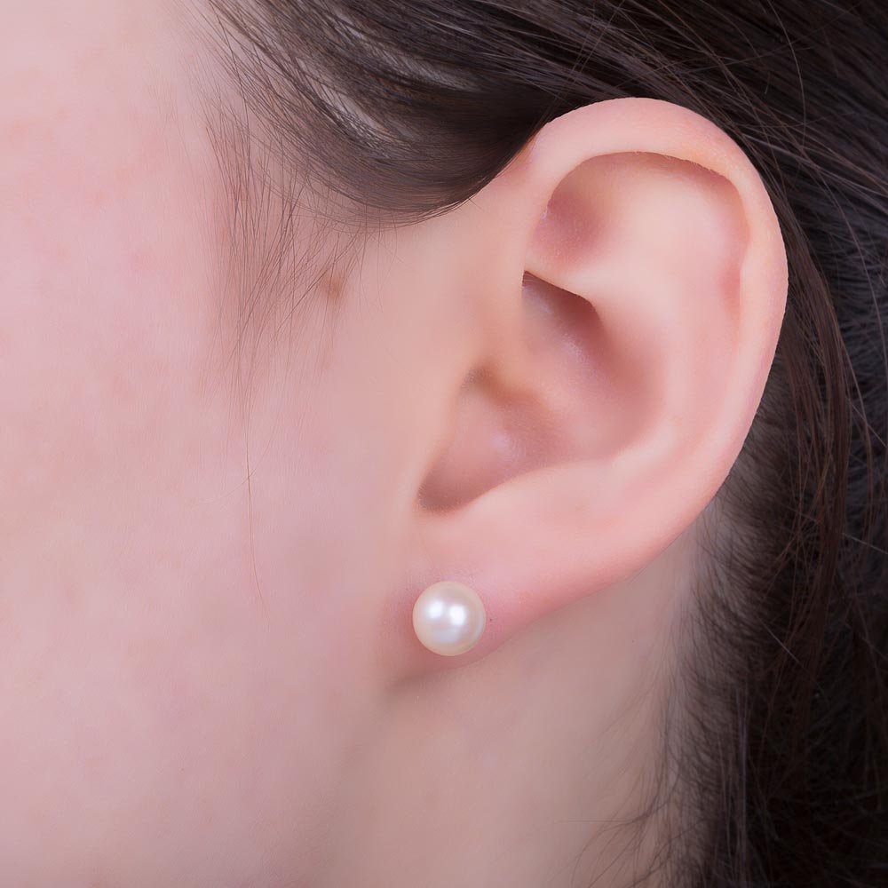 Venus Pearl Platinum plated Silver Stud Earrings 7.5 to 8.0mm #2