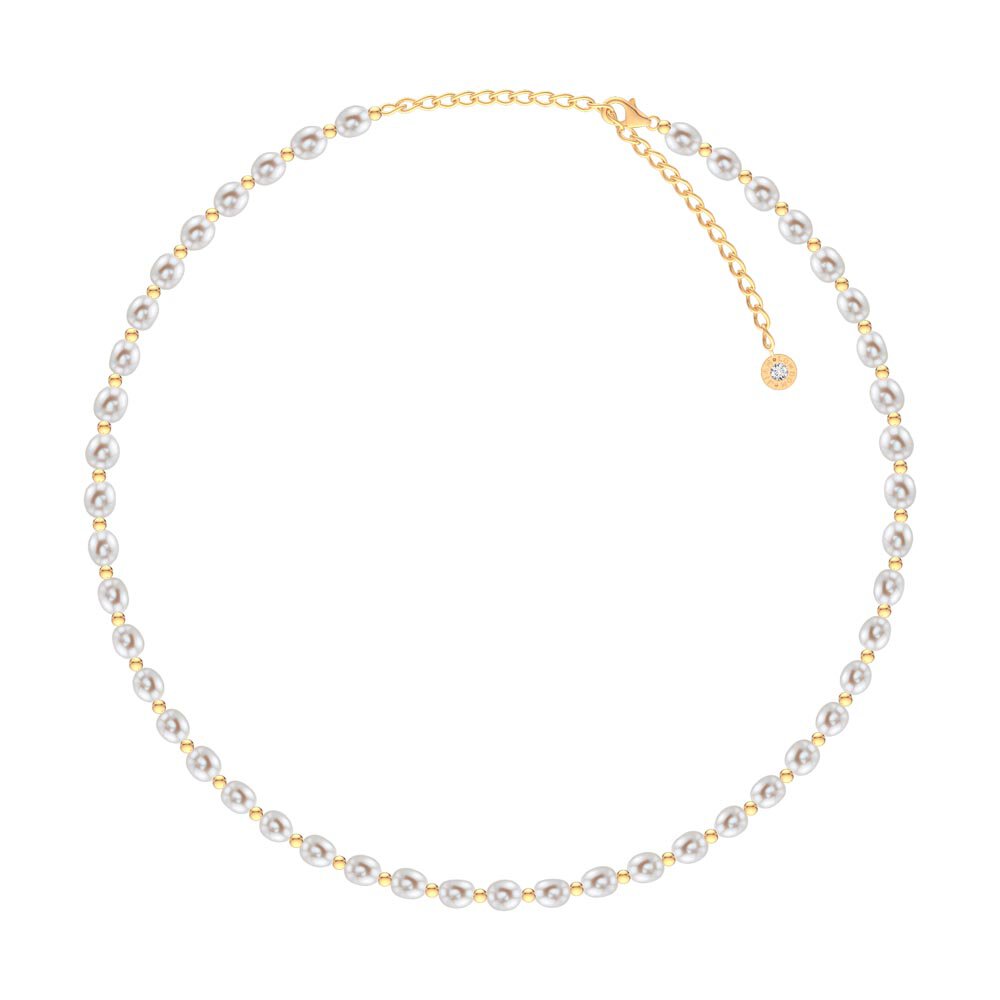 Venus White Pearl 18ct Gold Vermeil Choker Necklace