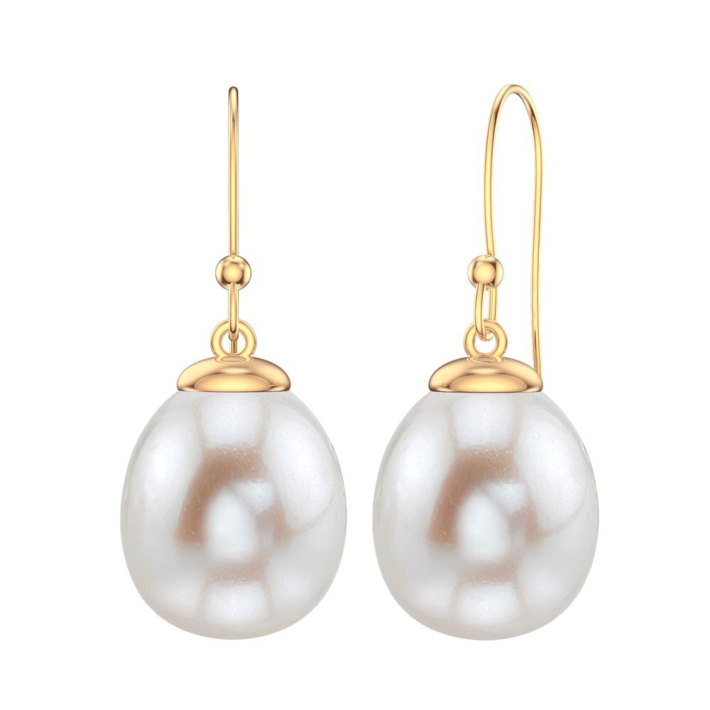 Venus Pearl 18ct Gold Vermeil Drop Earrings #1