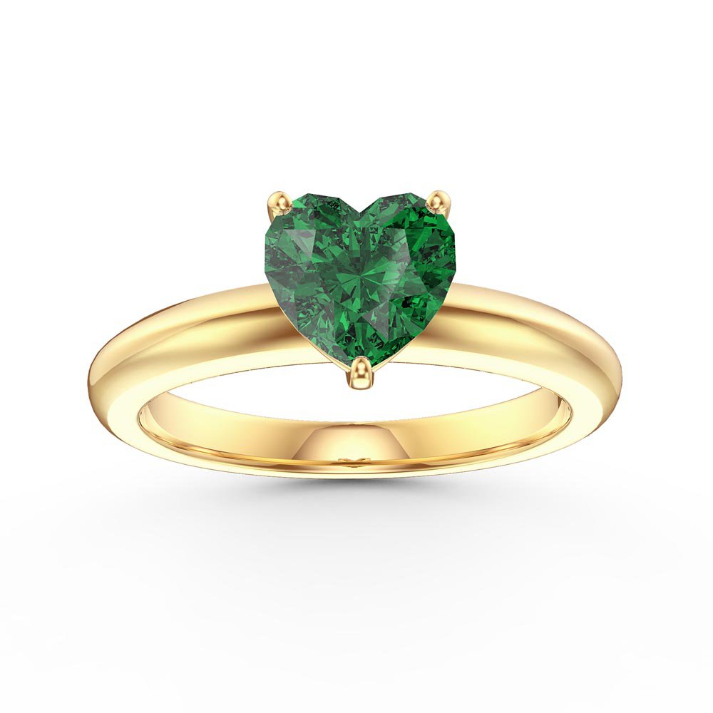 Unity 1ct Heart Emerald Solitaire 9ct Yellow Gold Proposal Ring