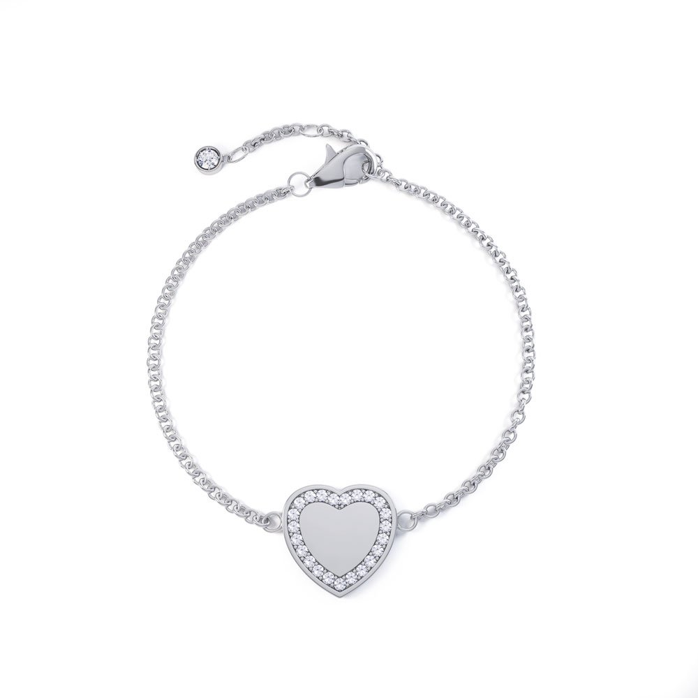 Charmisma White Sapphire Platinum plated Silver Heart Bracelet | Jian ...