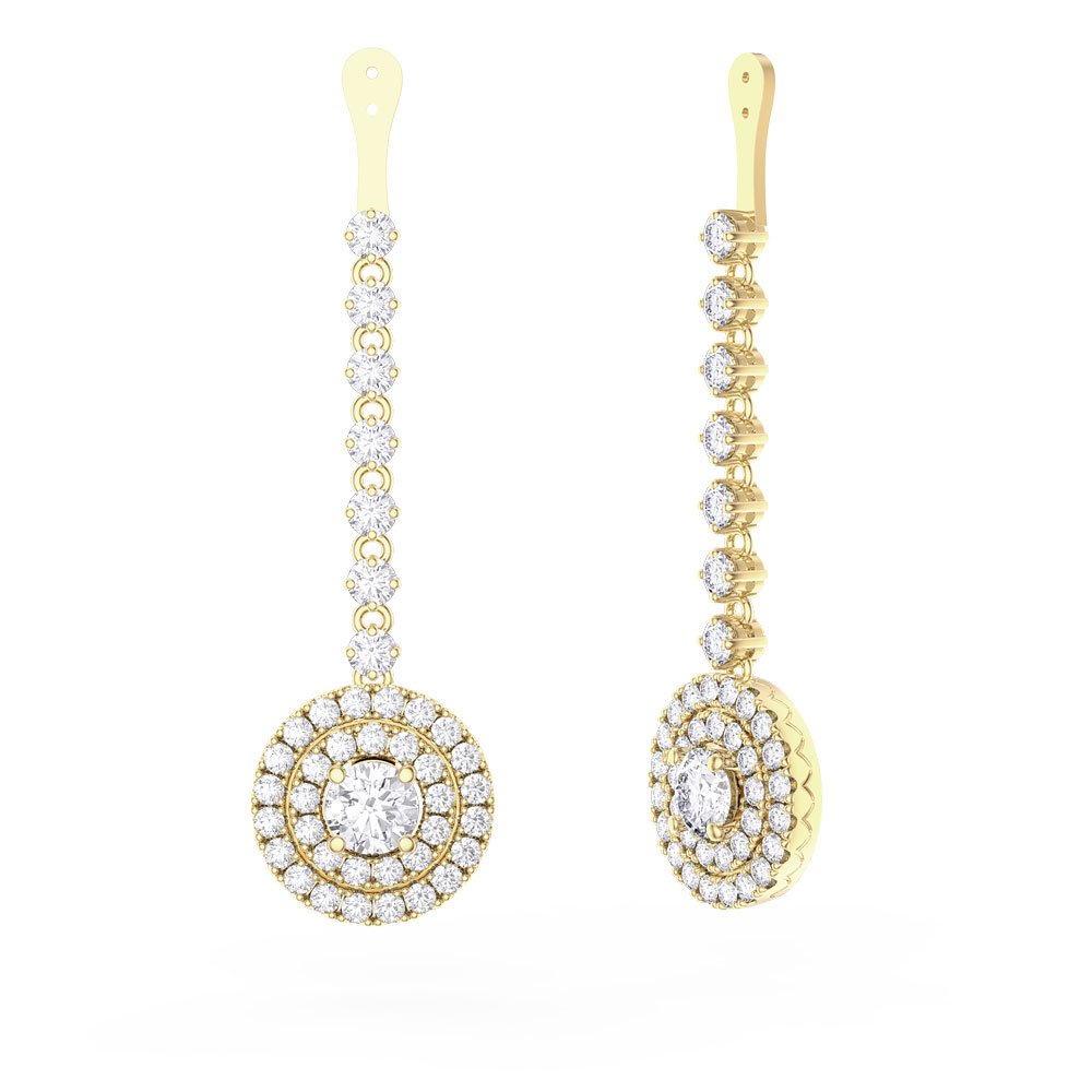Fusion White Sapphire Halo 18ct Gold Vermeil Earring Drops