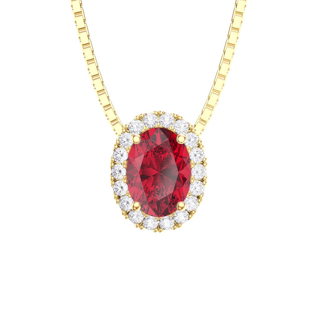 Eternity Ruby Halo 18ct Gold Vermeil Oval Pendant