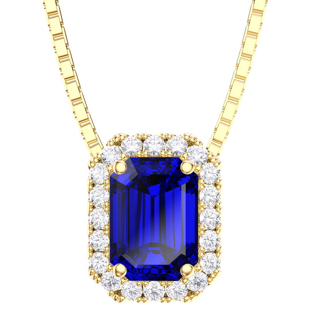 Princess 1ct Sapphire 18ct Gold Vermeil Rectangle Pendant