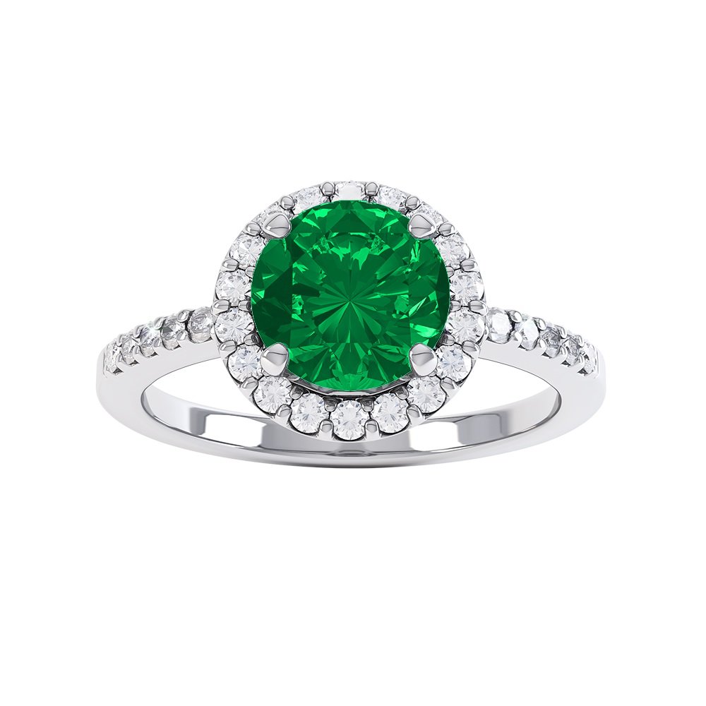 Eternity 1ct Emerald Moissanite Halo 9ct White Gold Proposal Ring