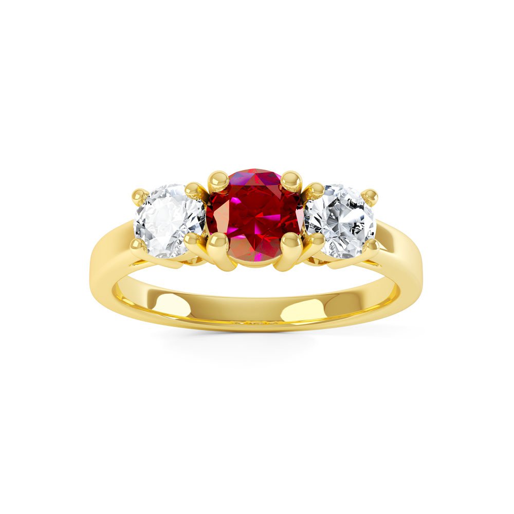 Eternity Three Stone Ruby 9ct Gold Promise Ring