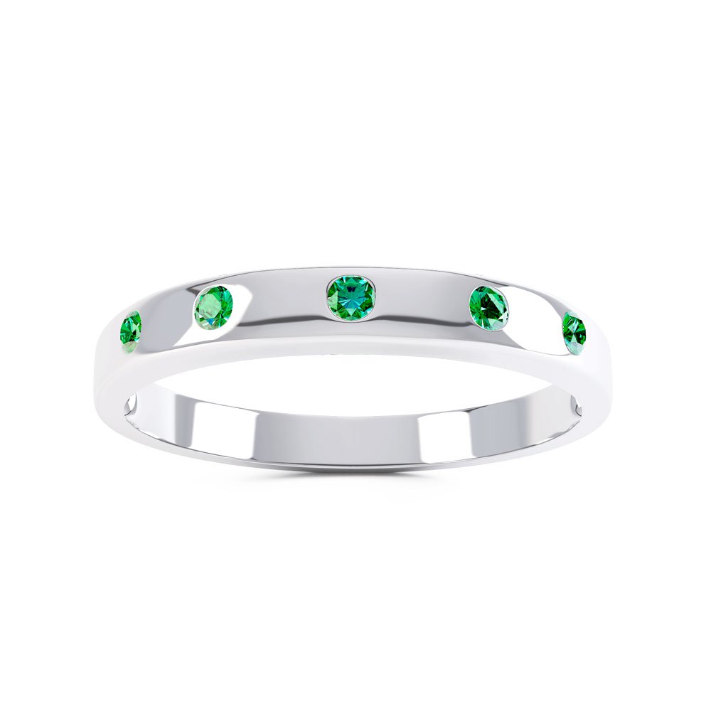 Unity Emerald 18ct White Gold Wedding Ring Band