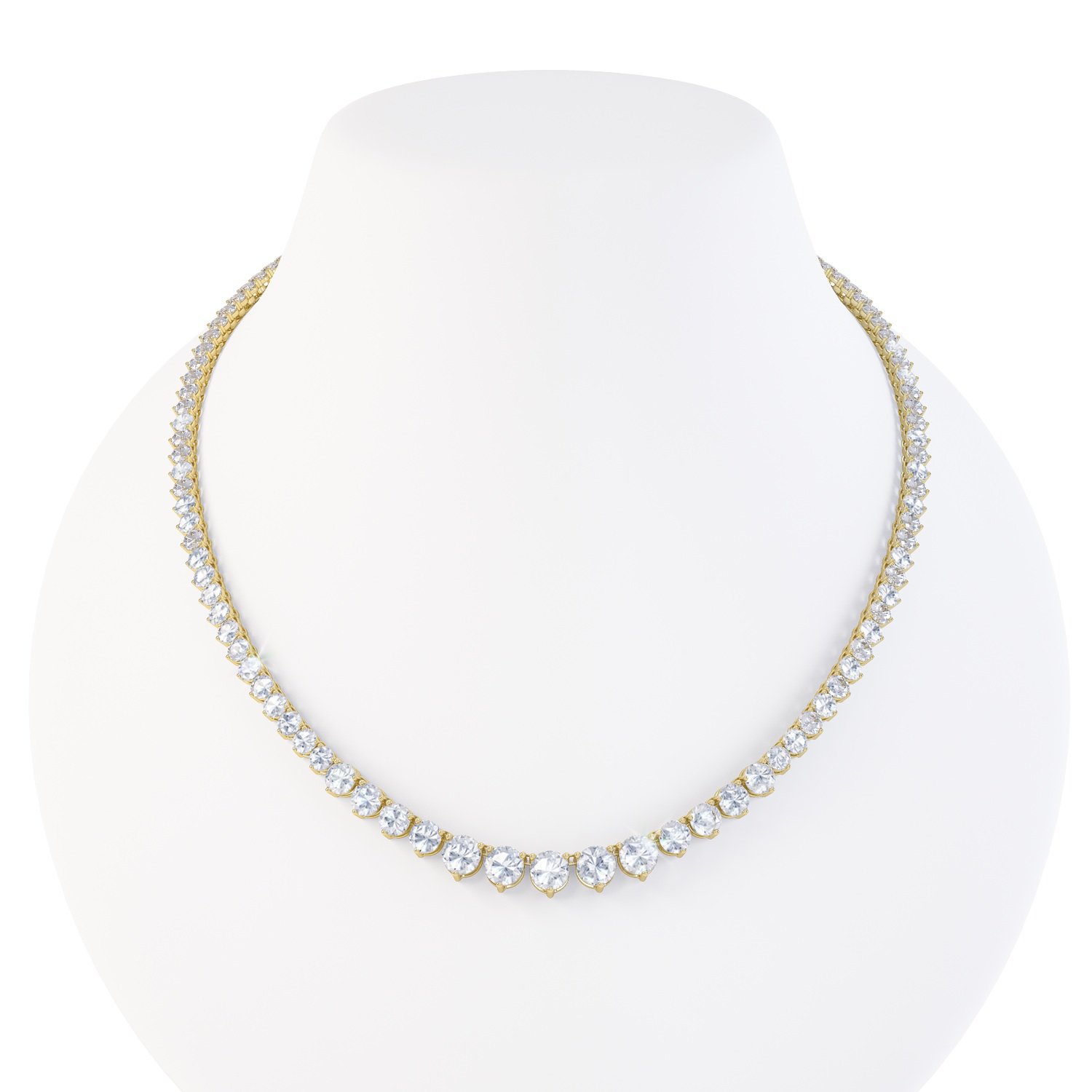 Eternity Diamond CZ 18ct Gold plated Silver Tennis Necklace #2