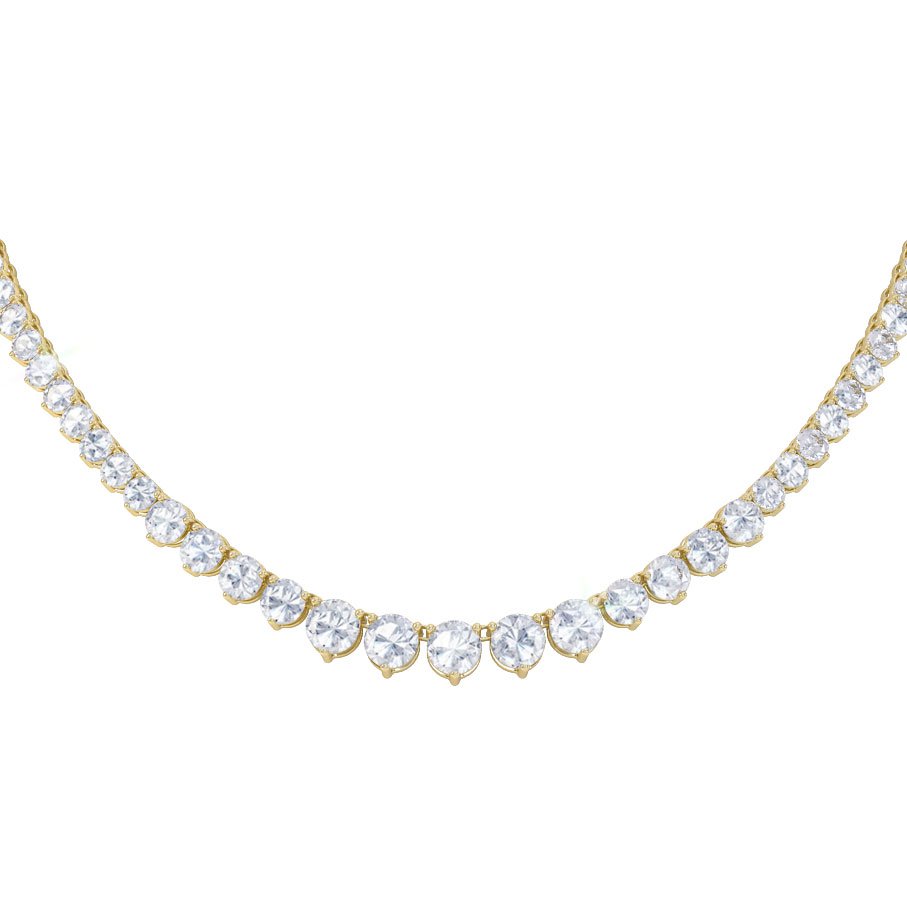 Eternity Diamond CZ 18ct Gold plated Silver Tennis Necklace #1