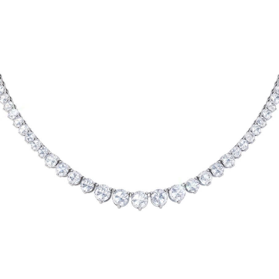 Eternity Moissanite Sapphire 18ct White Gold Tennis Necklace #1