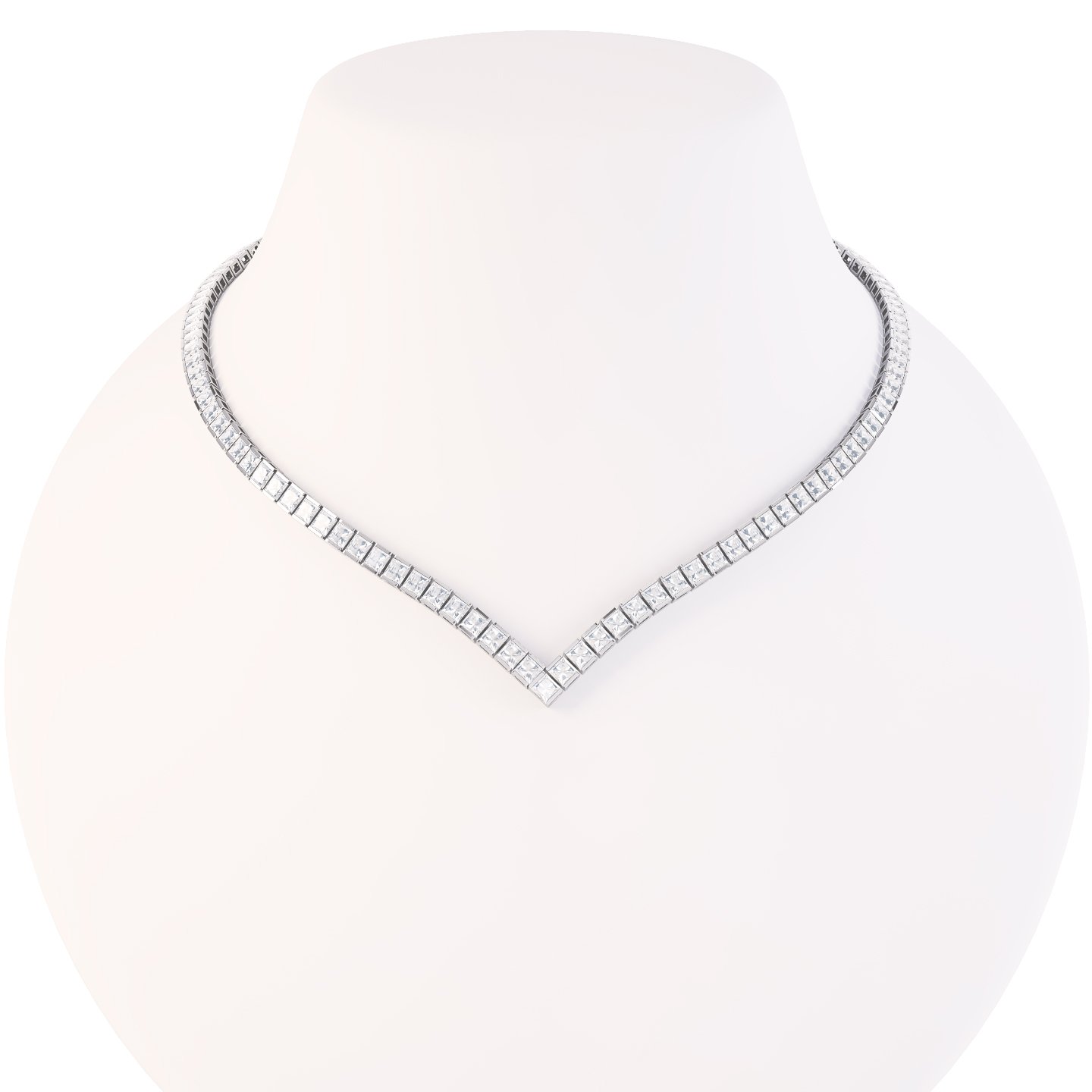 Platinum finish ladies created diamonds Tennis Necklace  16inch 