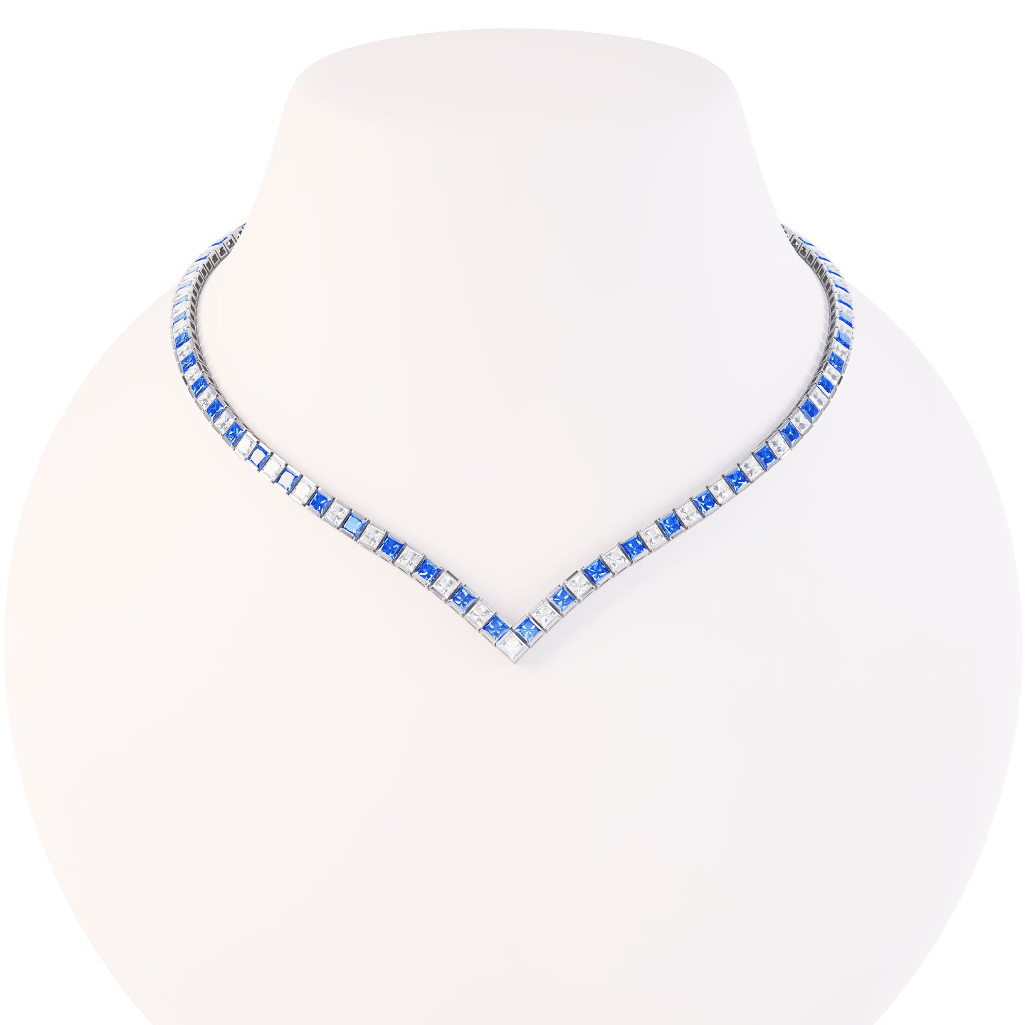 Platinum finish ladies created diamonds Tennis Necklace  16inch 