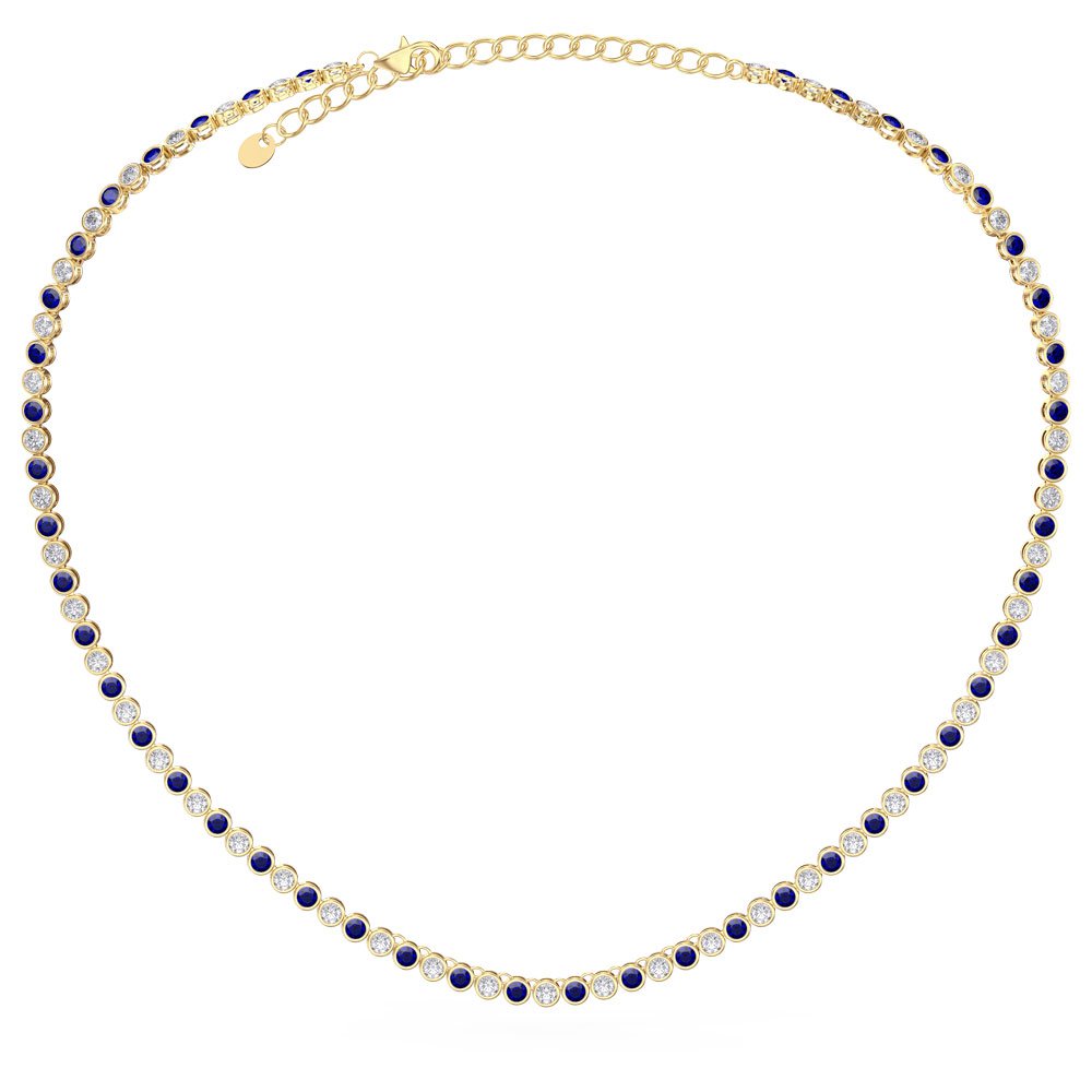 Infinity Sapphire 18ct Gold Vermeil Tennis Necklace | Jian London