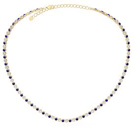 Infinity Sapphire and Moissanite 18ct Gold Vermeil Tennis Necklace