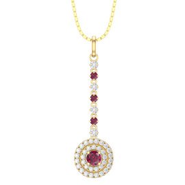 Fusion Ruby Halo 18ct Yellow Gold Drop Pendant