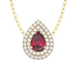 Fusion Ruby 18ct Yellow Gold Halo Pear Pendant