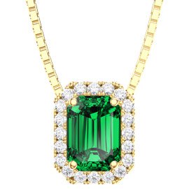 Princess 1ct Emerald 18ct Yellow Gold Rectangle Pendant