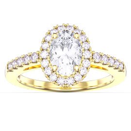 Eternity Moissanite Oval Halo 9ct Gold Promise Ring
