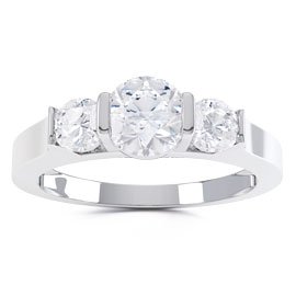 Unity Three Stone White Sapphire 9ct White Gold Proposal Ring