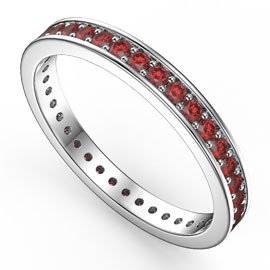 Promise Ruby Platinum plated Silver Channel Full Eternity Ring