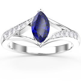 Unity Marquise Sapphire 9ct White Gold Moissanite Engagement Ring