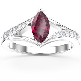 Unity Marquise Ruby Platinum Diamond Engagement Ring