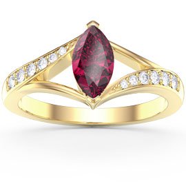 Unity Marquise Ruby 18ct Yellow Gold Diamond Engagement Ring