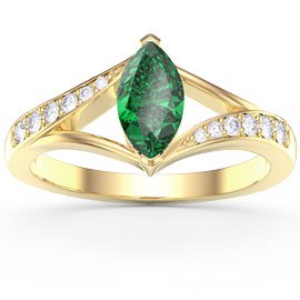 Unity Marquise Emerald 18ct Yellow Gold Diamond Engagement Ring