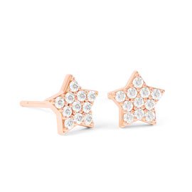 Charmisma GH SI1 Diamond Mini Star 18ct Rose Gold Stud Earrings
