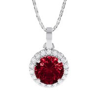 Eternity 0.5ct Ruby and G SI Diamond Halo 18ct White Gold Pendant