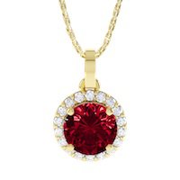 Eternity 0.5ct Ruby and G SI Diamond Halo 18ct Yellow Gold Pendant